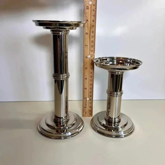 Vintage Silver plated Candle Holders Set of 2 tall and short - Picture 7 of 10